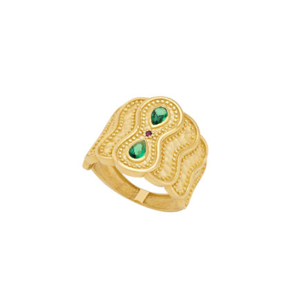 Byzantine Band Ring 14k Yellow Solid Gold