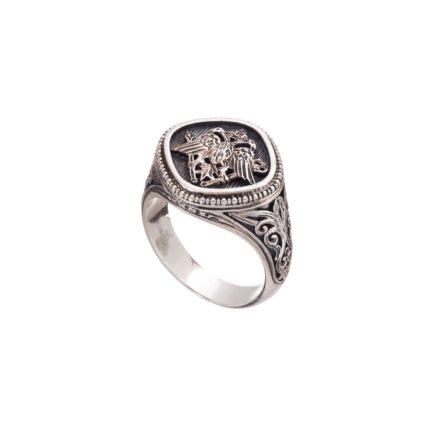 Double Headed Eagle Ring Byzantine Imperial Symbol for Men's in Silver 925