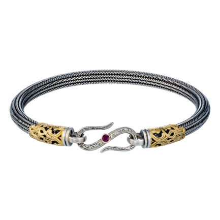 Elegant Bracelet for Men Braided Handmade Chain 925 Silver and 18k Gold 5mm