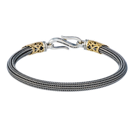 Elegant Bracelet for Men Braided Handmade Chain 925 Silver and 18k Gold 5mm