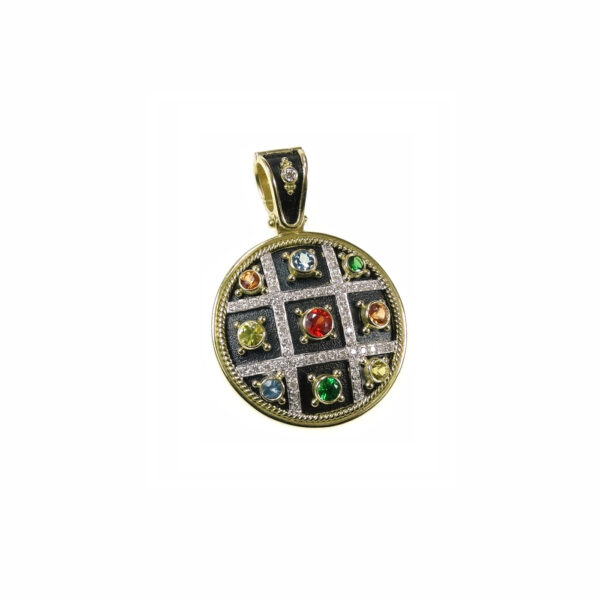 Multi Stone Round Pendant k18 Gold N152621-k