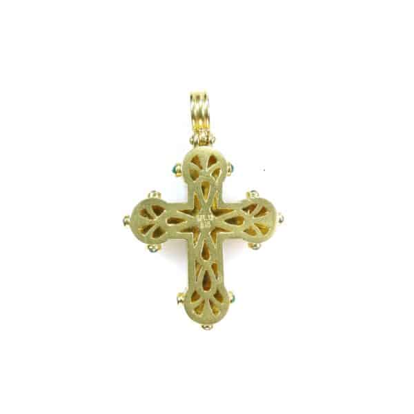 22k Gold Byzantine Pendant Cross Hammered Black Rhodium - Image 3