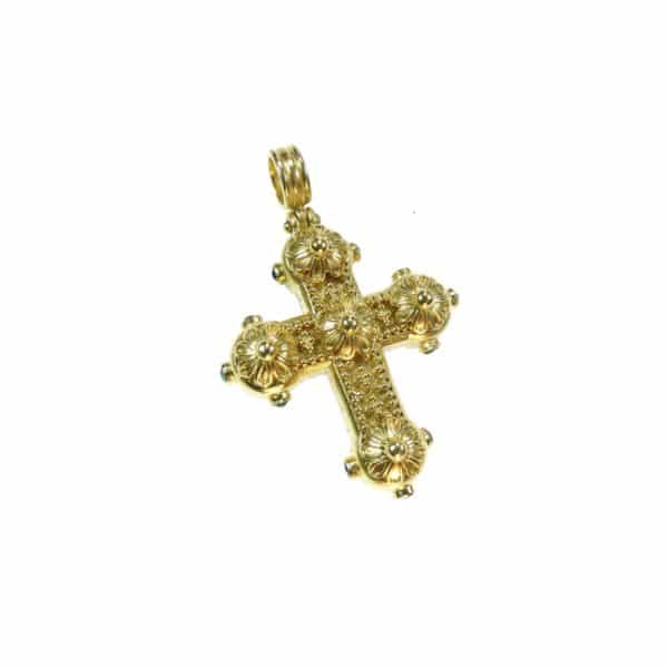 22k Gold Byzantine Handmade Pendant Cross - Image 3