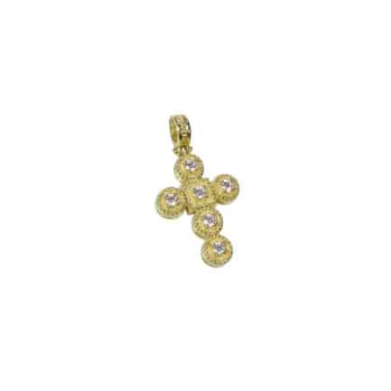 Diamonds Byzantine Cross Pendant in 18k Yellow Gold