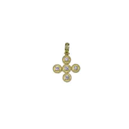 Diamonds Byzantine Cross Pendant in 18k Yellow Gold