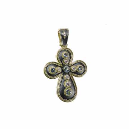 Diamonds Byzantine Cross Pendant 18k Gold