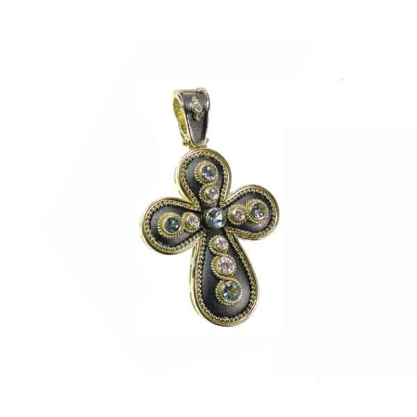 Diamonds Byzantine Cross Pendant 18k Gold