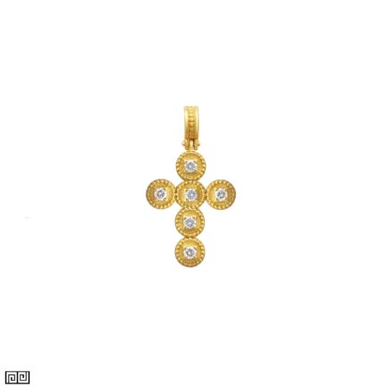 Diamonds Pendant Cross Small in 18k Yellow Gold C152585-k