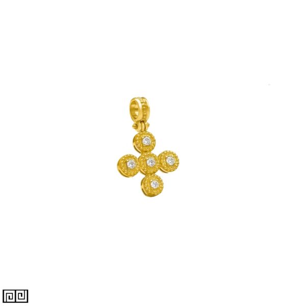 Diamonds Pendant Cross Small in 18k Yellow Gold C152587-k