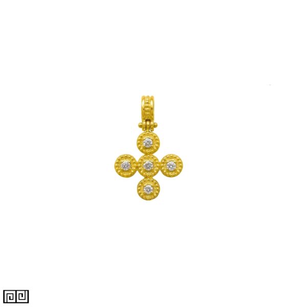 Diamonds Pendant Cross Small in 18k Yellow Gold C152587-k a