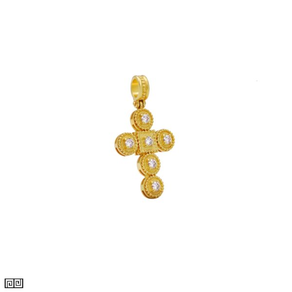 Diamonds Pendant Cross in 18k Yellow Gold C152584-k