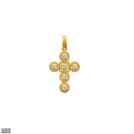 Diamonds Pendant Cross in 18k Yellow Gold C152584-k a