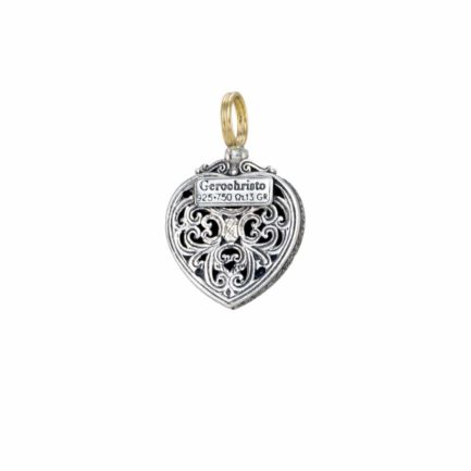 Heart Byzantine Flower Pendant for Women’s Yellow Gold k18 and Silver 925