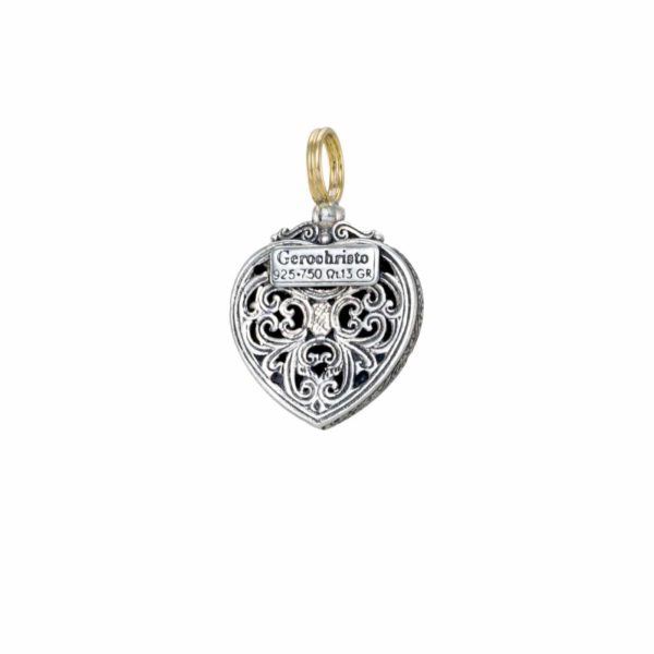 Heart Byzantine Flower Pendant for Women’s Yellow Gold k18 and Silver 925 - Image 2