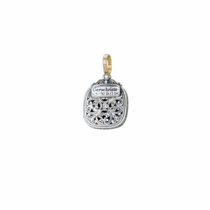 Square Byzantine Flower Pendant for Women’s Yellow Gold k18 and Silver 925