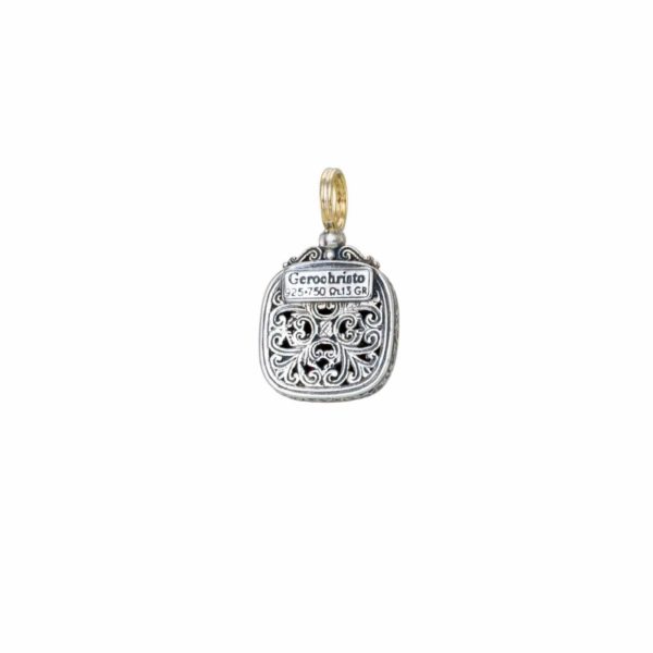 Square Byzantine Flower Pendant for Women’s Yellow Gold k18 and Silver 925 - Image 2