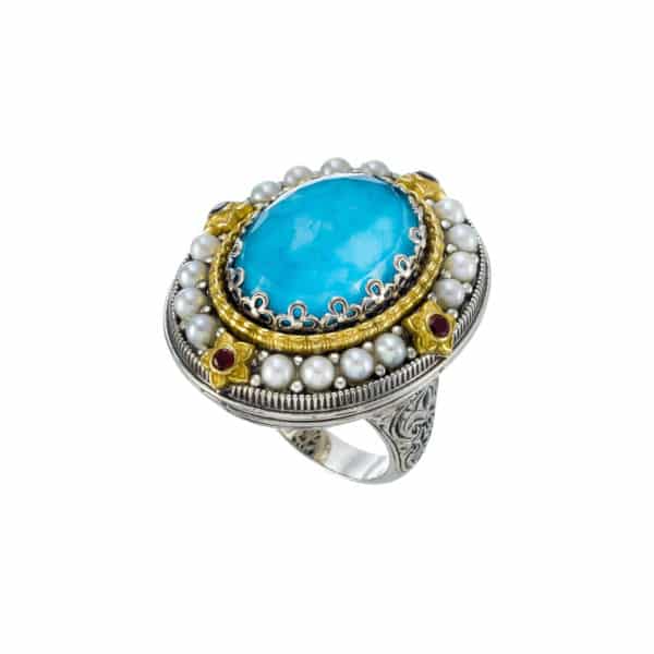 Oval Large Color Ring in Sterling Silver 925 with Gold Plated parts - Image 6