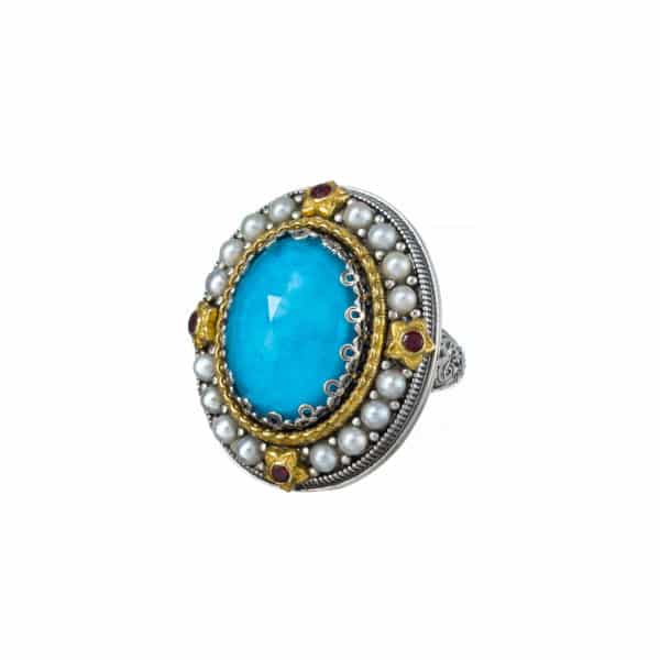 Oval Large Color Ring in Sterling Silver 925 with Gold Plated parts - Image 5