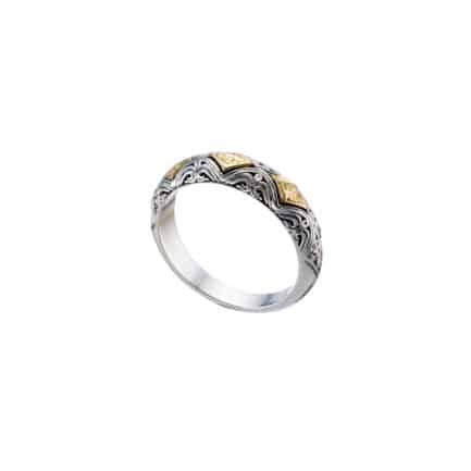 Band ring in 18k Yellow Gold and Sterling Silver 925