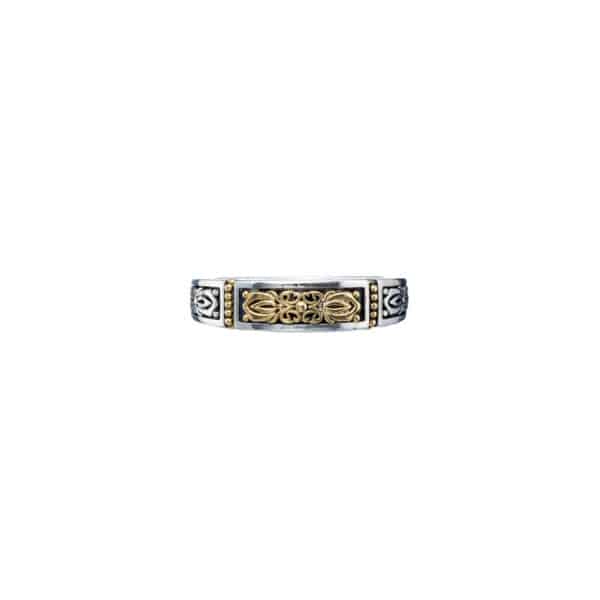 Byzantine Band Ring k18 Yellow Gold and Sterling Silver 925 - Image 3