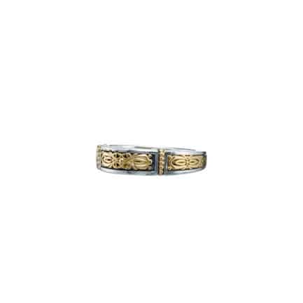 Byzantine Band Ring k18 Yellow Gold and Sterling Silver 925