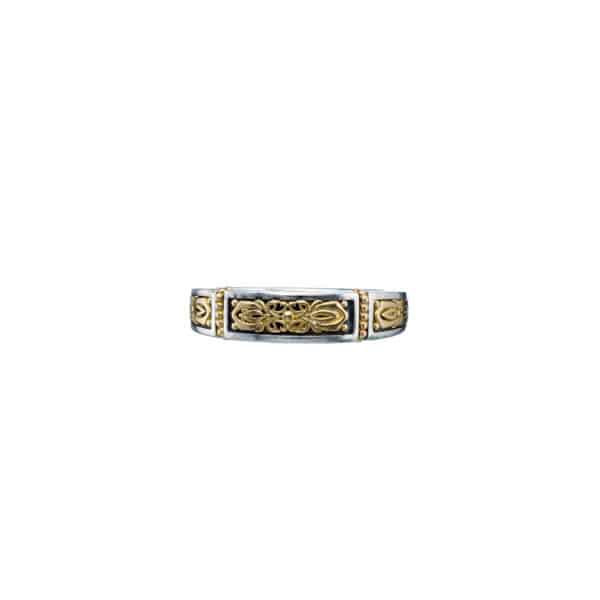 Byzantine Band Ring k18 Yellow Gold and Sterling Silver 925 - Image 3