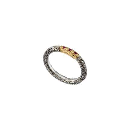 Triple Stones Gemstones Band Ring k18 Yellow Gold in Sterling Silver