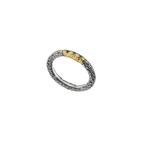 Triple Stones Gemstones Band Ring k18 Yellow Gold in Sterling Silver - Image 3