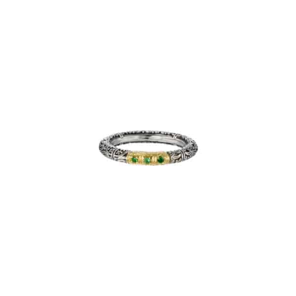 Triple Stones Gemstones Band Ring k18 Yellow Gold in Sterling Silver - Image 4