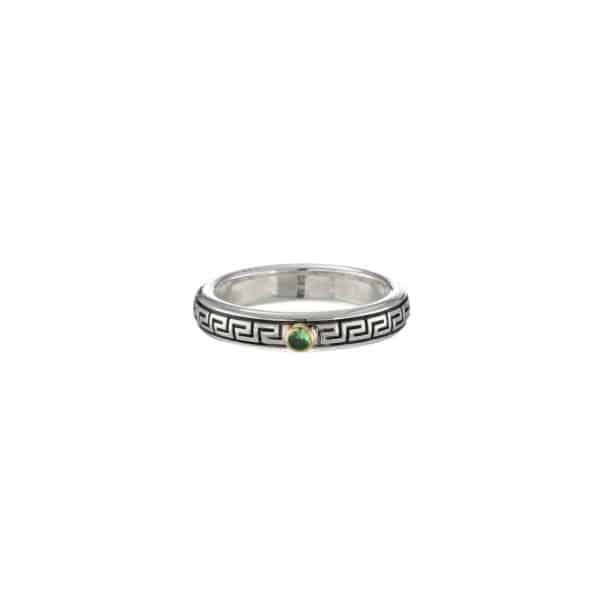 Meander Band Ring in k18 Yellow Gold with Sterling Silver and Gemstone - Image 6