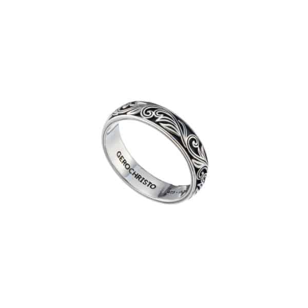 Floral Band ring in Sterling Silver 925
