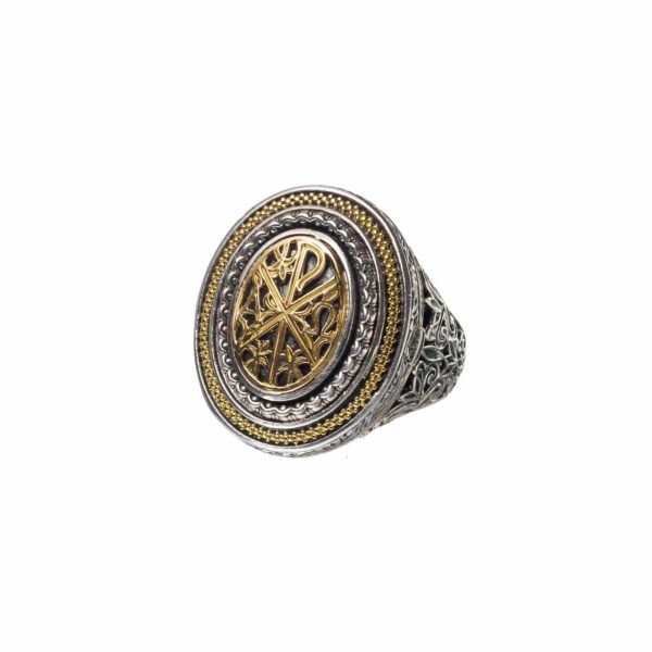 Chi-Rho Locket Ring 18k Yellow Gold and Sterling Silver 925 - Image 5