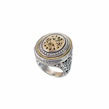 Chi-Rho Locket Ring 18k Yellow Gold and Sterling Silver 925