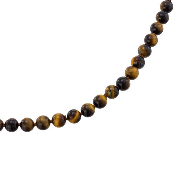 Tiger Eye 8mm Men's Beaded Necklace in Sterling Silver 925 - Image 4