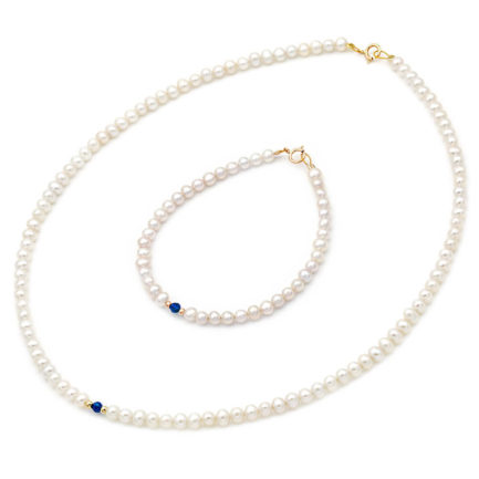 Freshwater Pearls 4-4.5mm Necklace and Bracelet Set in k14 Gold Clasp