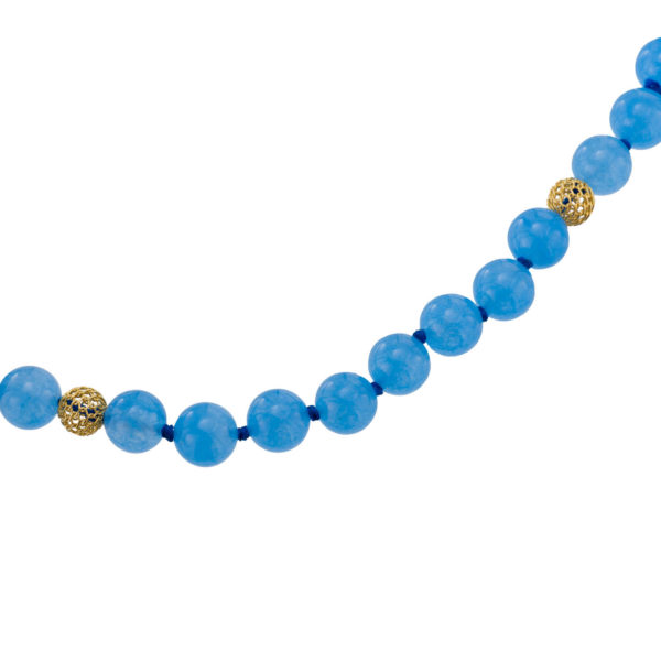 Jade Blue 10mm Beaded Necklace in Sterling Silver 925 - Image 3