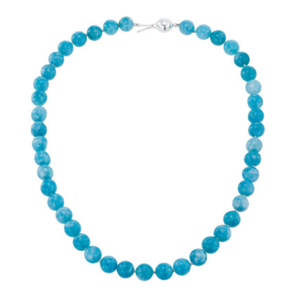 Amazonite 10mm Beaded Necklace in Sterling Silver 925