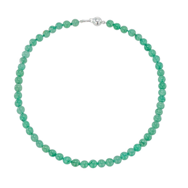 Aventurine 10mm Beaded Necklace in Sterling Silver 925 - Image 3