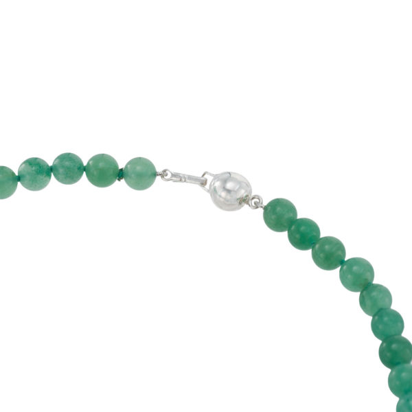 Aventurine 10mm Beaded Necklace in Sterling Silver 925 - Image 4