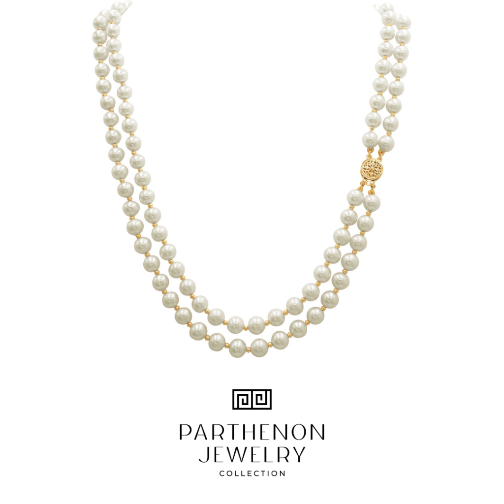 Parthenon Jewelry 2 Rows 6.5-7mm Double Strand Pearls Necklace in K14 Gold - Code N153129-MA