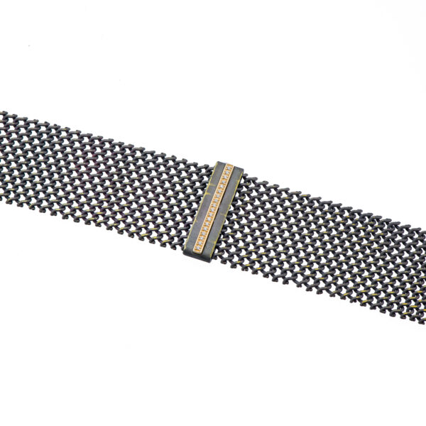 Brilliant Wire Mesh Bracelet with 18K Gold Bar and Diamonds - Image 4