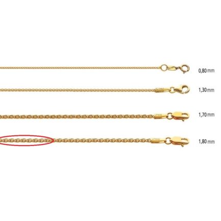 14k Yellow Gold 1.8mm Spiga Chain Necklace