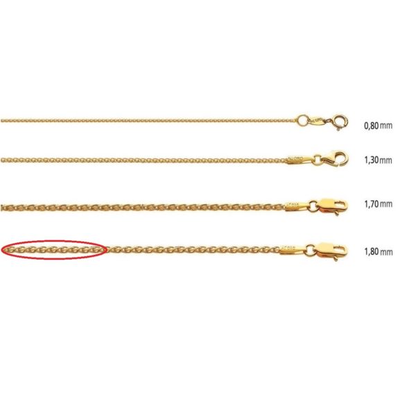 14k Yellow Gold 1.8mm Spiga Chain Necklace