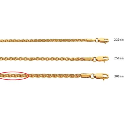 14k Yellow Gold 3mm Spiga Chain Necklace