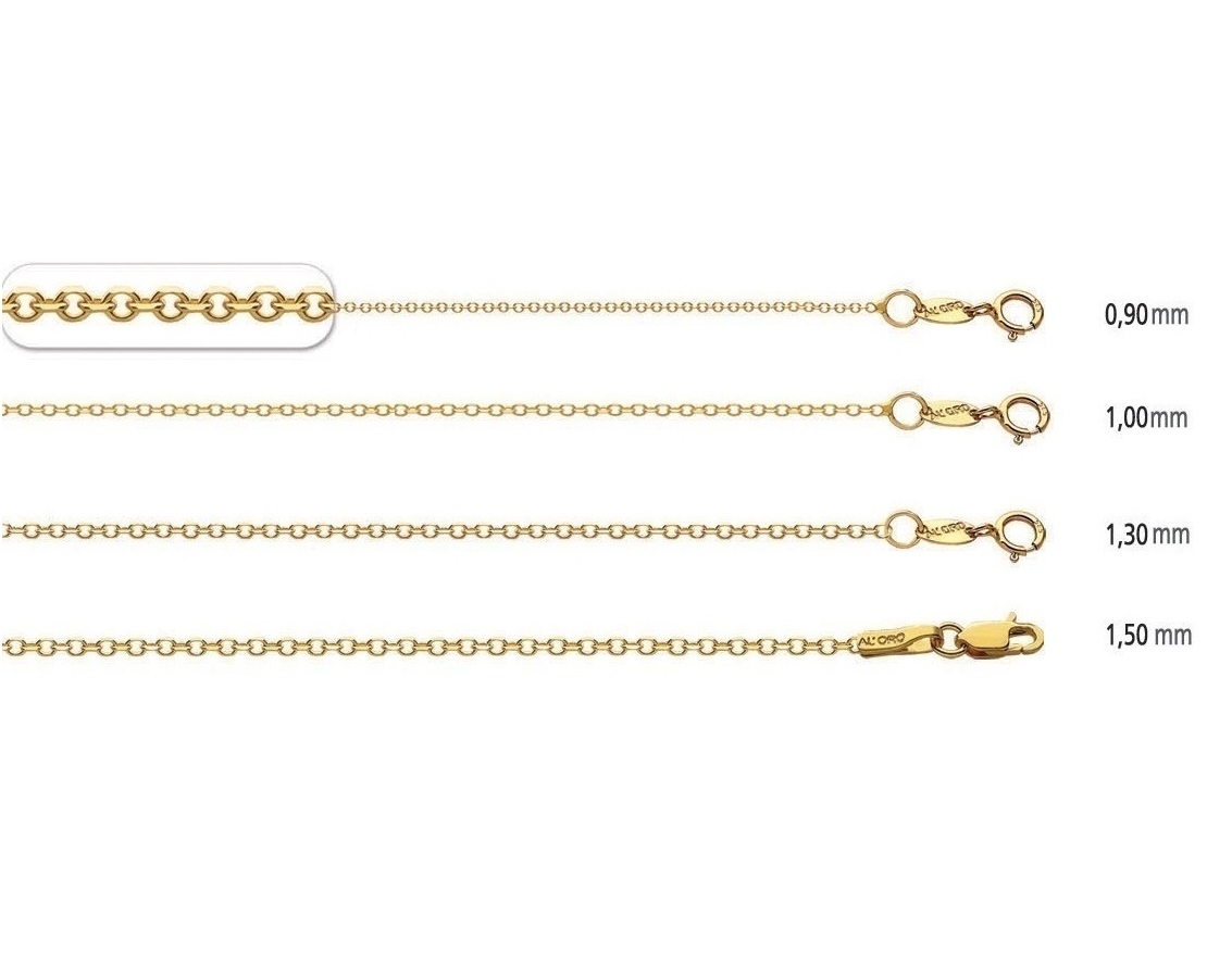 14k Yellow Gold 0.9mm Diamond Cut Rolo Chain - Parthenon Jewelry