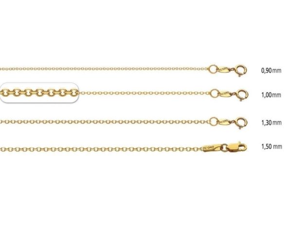 14k Yellow Gold 1mm Diamond Cut Rolo Chain