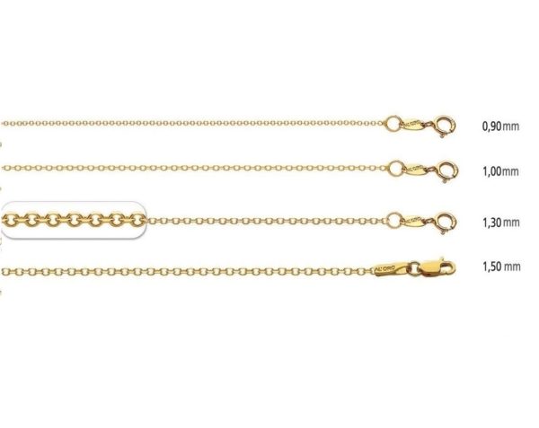 14k Yellow Gold 1.3mm Diamond Cut Rolo Chain