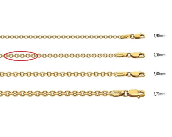 Diamond Cut Rolo Chain 14k Yellow Gold 2.3mm