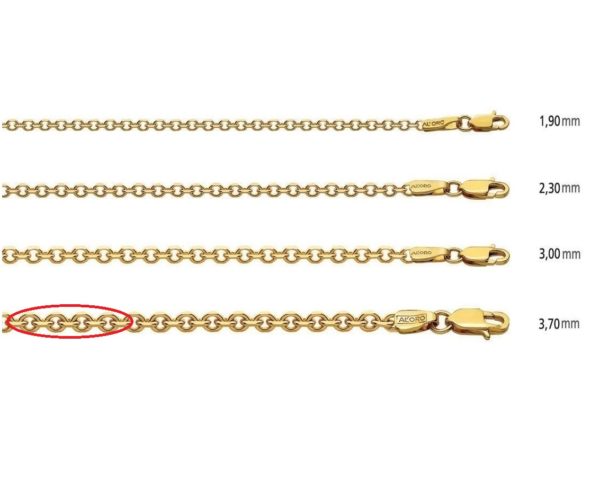 Diamond Cut Rolo Chain 14k Yellow Gold 3.7mm