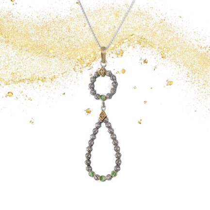 18k Gold Drop Pendant Necklace and Sterling Silver
